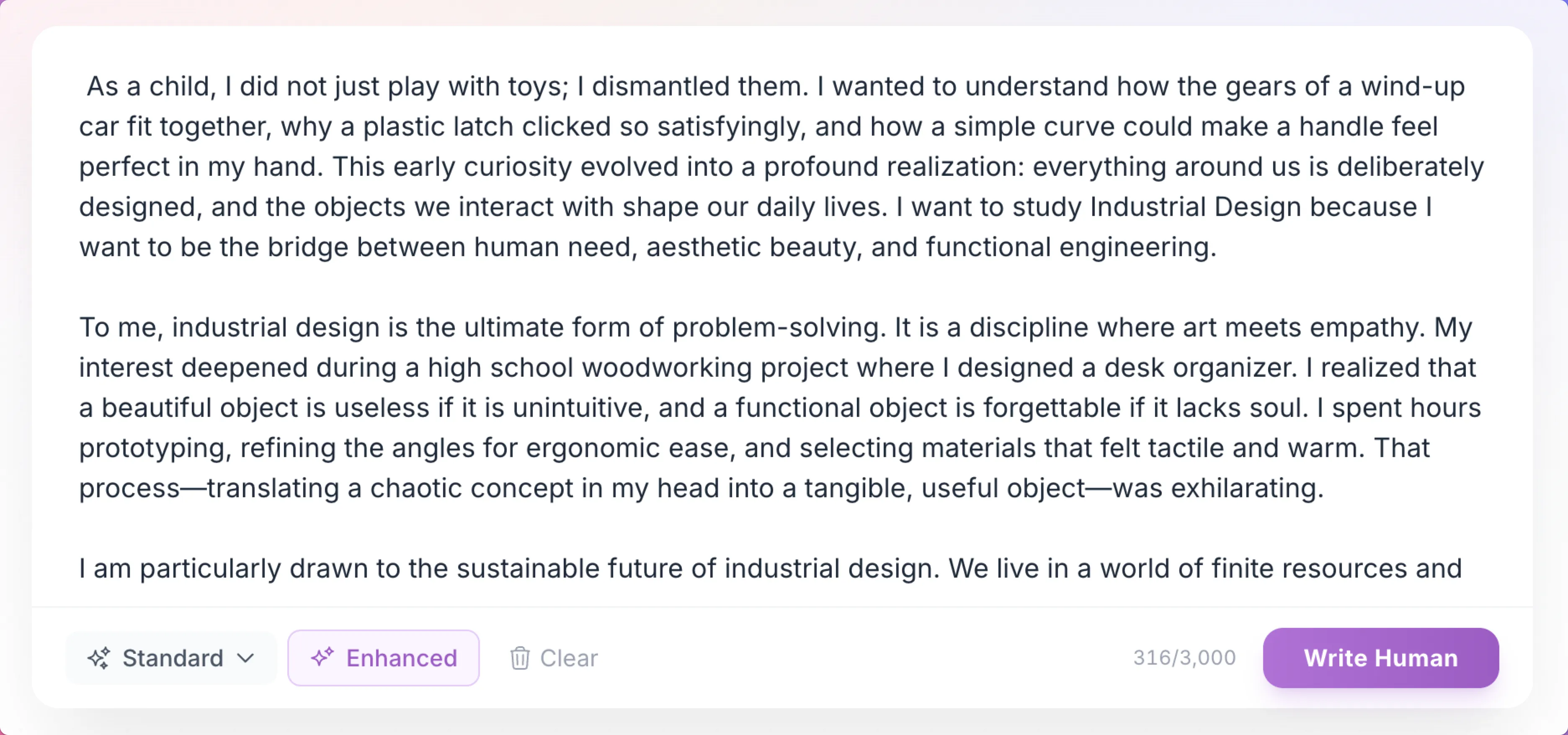 Screenshot of writehuman.ai website interface